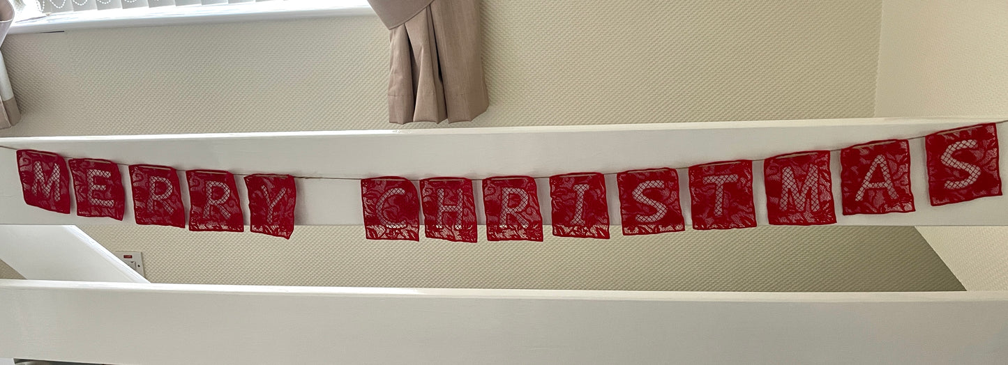 Embroidered Merry Christmas Bunting